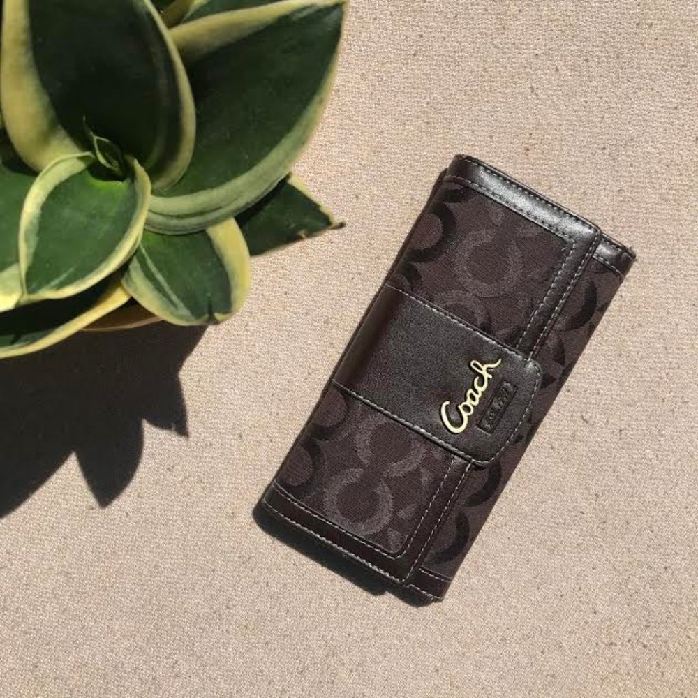 Coach Brown Logo Trifold Wallet
